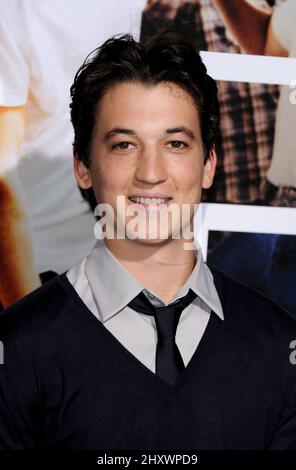 Miles Teller attending the 'Footloose' Premiere held at the Regency Village Theatre in Los Angeles, USA. Stock Photo