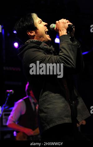 Michael Fitzpatrick of Fitz & The Tantrums performing during the 2011 Voodoo Music Experience that is taking place at City Park in New Orleans. Stock Photo