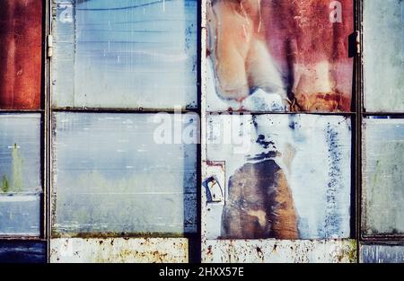 Dirty rusty metal wall, background or texture. Stock Photo