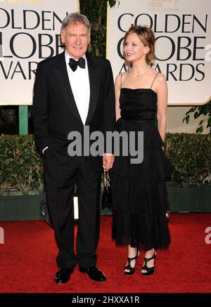 Harrison Ford and Calista Flockhart at the 69th Annual Golden Globe Awards Ceremony, held at the Beverly Hilton Hotel in Los Angeles, CA on January 15, 2011. Stock Photo