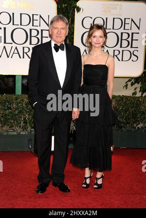 Harrison Ford and Calista Flockhart at the 69th Annual Golden Globe Awards Ceremony, held at the Beverly Hilton Hotel in Los Angeles, CA on January 15, 2011. Stock Photo