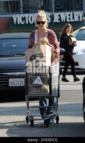 Ali Larter and son Theodore MacArthur are seen out and about in Los Angeles Stock Photo