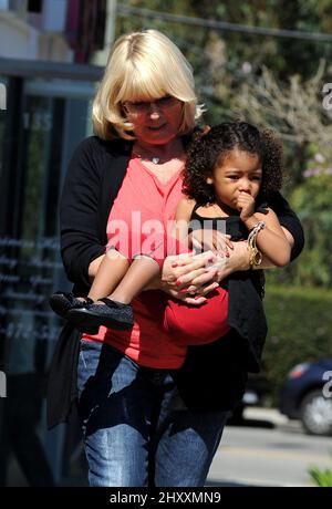 Lou Sulola Samuel, Heidi Klum Daughter, and Heidi Klum Mother is seen out and about in Los Angeles, California Stock Photo