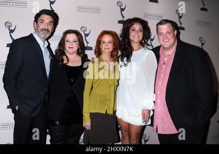 Chuck Lorre, Melissa McCarthy, Swoosie Kurtz, Katy Mixon and Billy Gardell during An Evening with 'Mike & Molly' held at the Leonard H. Goldenson Theatre in North Hollywood, Ca. Stock Photo