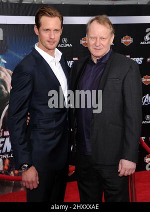 Stellan Skarsgard and Alexander Skarsgard attending 'The Avengers' World Premiere held at the El Capitain Theatre in Los Angeles, USA. Stock Photo