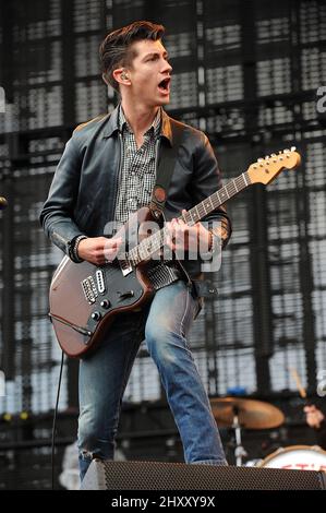 Alex Turner of the Arctic Monkeys performs during the Coachella Valley Music & Arts Festival 2012, California Stock Photo