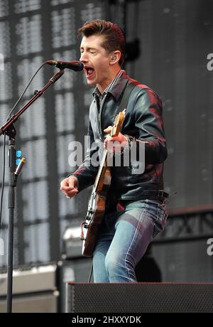 Alex Turner of the Arctic Monkeys performs during the Coachella Valley Music Arts Festival 2012 California Stock Photo Alamy