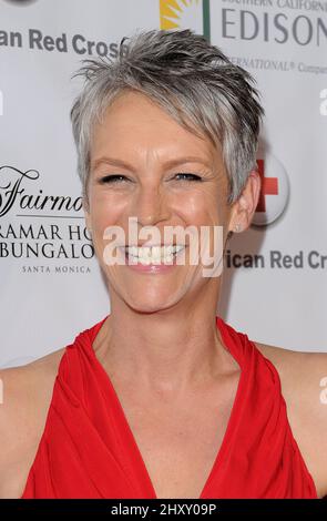 Jamie Lee Curtis attends the American Red Cross Annual Red Tie Affair held at the Fairmont Hotel on April 21, 2012 in Santa Monica, California. Stock Photo