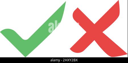 Check marks and cross marks. Represents success and failure, etc. Editable vector. Stock Vector