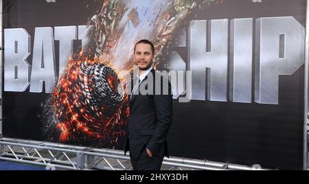 Taylor Kitsch attends 'Battleship' American premiere held at the Nokia Theatre at L.A. Live. Stock Photo