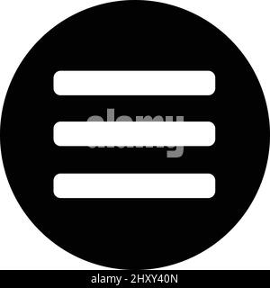 Round icon with black hamburger menu. Editable vector. Stock Vector