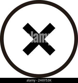 Simple black cross mark icon. Vector meaning denial or rejection. Editable vector. Stock Vector