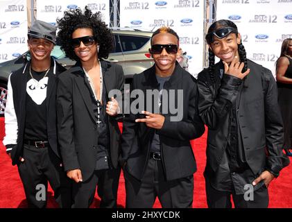 Mindless Behavior arriving at the 2012 BET Awards on July 1, 2012 in Los Angeles, California. Stock Photo