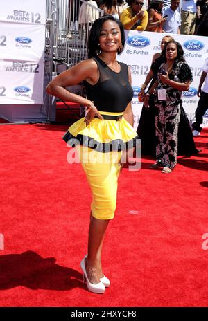 Tatyana Ali arriving at the 2012 BET Awards on July 1, 2012 in Los Angeles, California. Stock Photo