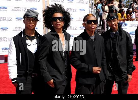 Mindless Behavior arriving at the 2012 BET Awards on July 1, 2012 in Los Angeles, California. Stock Photo