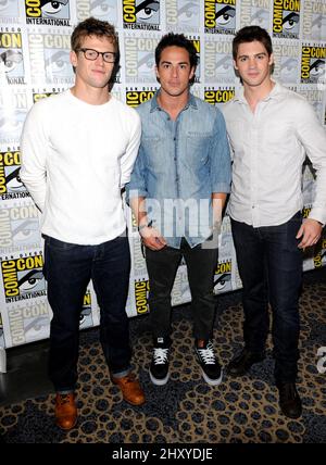 Zach Roerig, Michael Trevino and Steven R. McQueen 2012 Comic Con - Day 3 'Vampire Diaries' Photo Op held at the Bayfront Hilton Stock Photo