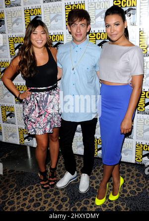 Jenna Ushkowitz, Kevin McHale and Naya Rivera 2012 Comic Con - Day 3 'Glee' Photo Op held at the Bayfront Hilton Stock Photo