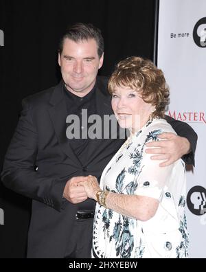 Brendan Coyle and Shirley MacLaine during the 'Downton Abbey' photo call held at the Beverly Hilton Hotel, California Stock Photo