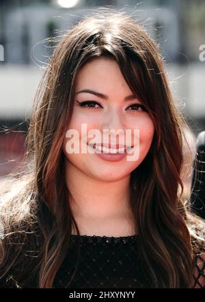 Miranda Cosgrove attends the 2012 Primetime Creative Arts Emmy Awards held at Nokia Theatre L.A. Live, Los Angeles. Stock Photo