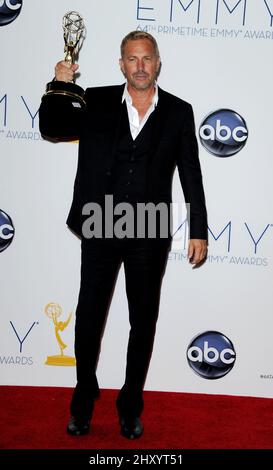 Kevin Costner in the Press Room at the 64th Annual Primetime Emmy Awards held at the Nokia Center, Los Angeles. Stock Photo