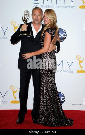 Kevin Costner in the Press Room at the 64th Annual Primetime Emmy Awards held at the Nokia Center, Los Angeles. Stock Photo