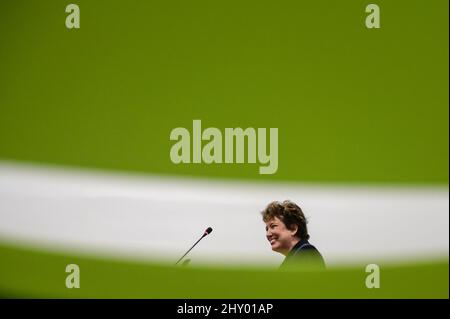 Aix En Provence, France. 14th Mar, 2022. Roselyne Bachelot is seen making his speech at the prison. Roselyne Bachelot (Minister of Culture) and Eric Dupond-Moretti (Minister of Justice) went to the prison center of Aix-Luynes in order to work out an agreement of development Culture/Justice. They also announced the creation of a literary prize the 'Goncourt of the prisoners' under the aegis of the writer and secretary of the academy Goncourt, Philippe Claudel. Credit: SOPA Images Limited/Alamy Live News Stock Photo