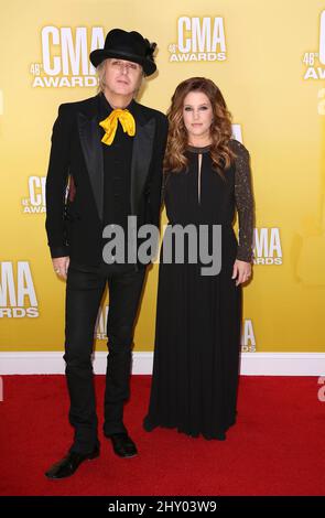 Lisa Marie Presley and Michael Lockwood arriving at the 46th Annual Country Music Awards in Nashville, Tennessee. Stock Photo