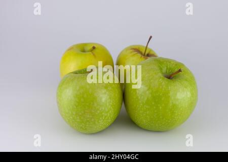 green apples on a white background Stock Photo