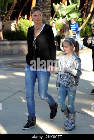 Heidi Klum and her daughter Leni going to a birthday party. Today is