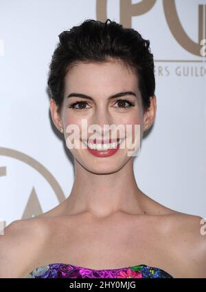 Anne Hathaway arriving for the 24th Annual Producers Guild Awards held at the Beverly Hilton Hotel. Stock Photo