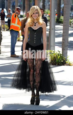 A Model filming 'Germany's Next Top Model' on Rodeo drive in Los Angeles, USA. Stock Photo
