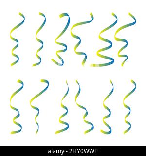 Ribbon in the colors of the Ukrainian flag. Ukrainian flag. Vector illustration. Set of ribbons Stock Vector