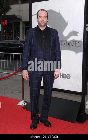 Rory McCann attending the season 3 premiere of the show 'Game Of Thrones' in Hollywood, California. Stock Photo