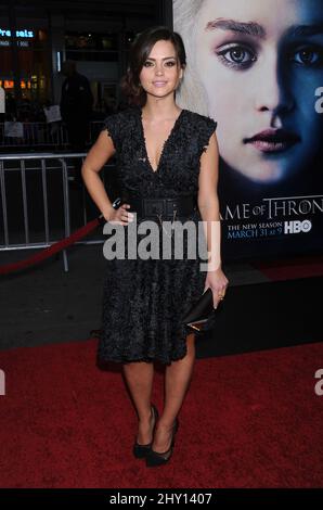 Jenna-Louise Coleman attending the season 3 premiere of the show 'Game Of Thrones' in Hollywood, California. Stock Photo