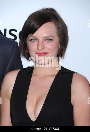 Elisabeth Moss attending a photocall for the premiere of season six of 'Mad Men,' held at the Directors Guild of American Theatre in Los Angeles, California. Stock Photo