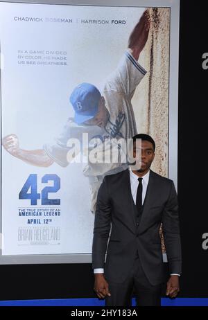 Chadwick Boseman attending '42' The True Story of an American Legend premiere held at the TCL Chinese Theatre in Los Angeles, USA. Stock Photo