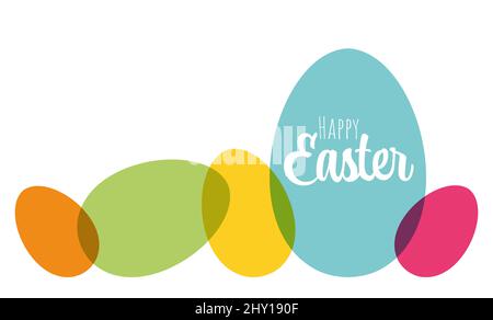 eps vector illustration of simple painted easter eggs with different colors and easter time greetings Stock Photo