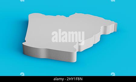 3D topographic map of Algeria isolated on blue background Stock Photo