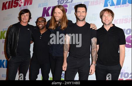 Matt Flynn, PJ Morton, James Valentine, Adam Levine, Mickey Madden of Maroon 5 attending the 102.7 KIIS FM's Wango Tango 2013 held at The Home Depot Center in Los Angeles, USA. Stock Photo