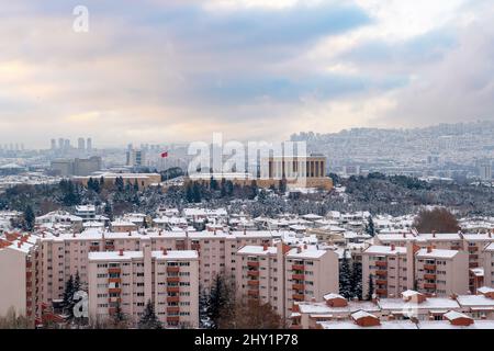 Panoramic Ankara view with Anitkabir Stock Photo