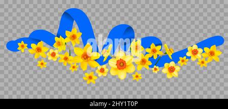 Daffodils with a blue ribbon Stock Vector