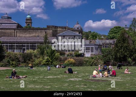 View of The Pavilion Gardens, a famous park in Buxton, England Stock Photo