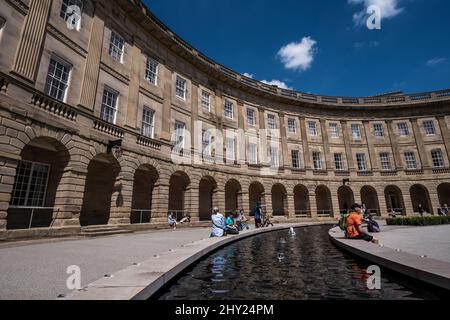 Architecture of hte famous Buxton Crescent in England Stock Photo