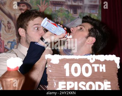 Chris Pratt and Adam Scott at the Parks and Recreation 100th episode celebration at CBS Radford, Studio City, California. Stock Photo