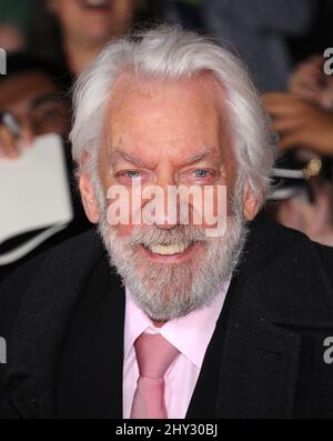 Donald Sutherland attending the Hunger Games: Catching Fire premiere in Los Angeles, California. Stock Photo