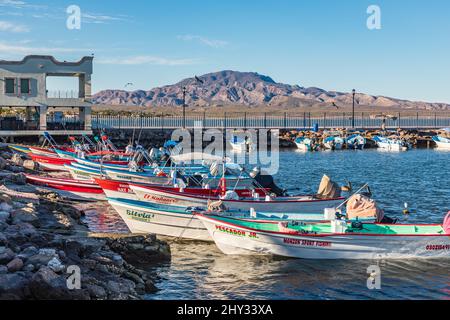 Loreto, Baja California Sur, Mexico. November 17, 2021. Small boats in the harbor at Loreto. Stock Photo