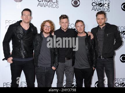 OneRepublic attending the 40th Annual People's Choice Awards, held at the Nokia Theatre in Los Angeles, California. Stock Photo