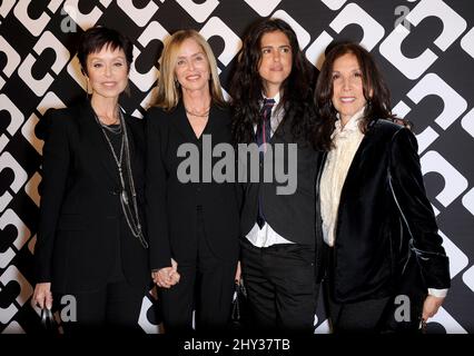 Barbara Bach, Olivia Harrison & Francesca Gregorini attending Diane Von Furstenberg's Journey Of A Dress Exhibition held at the Wilshire May Company Building held in Los Angeles, USA. Stock Photo
