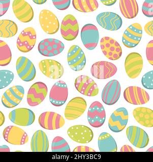 eps vector illustration of seamless background of painted easter eggs with different colored pattern Stock Vector