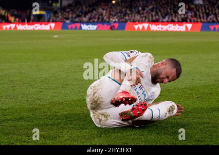 LONDON, UK. MAR 14TH during the Premier League match between Crystal Palace and Manchester City at Selhurst Park, London on Monday 14th March 2022. (Credit: Federico Maranesi | MI News) Credit: MI News & Sport /Alamy Live News Stock Photo